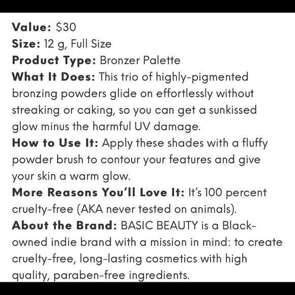 BASIC BEAUTY Bronzy AF Palette NEW Ipsy bag - Picture 5 of 7